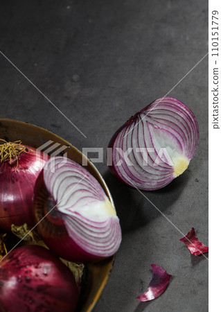 Fresh whole onions and parsley Fresh whole onions and parsley 110151779