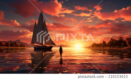 flaming sky and sailing ship flaming sky and sailing ship 110153015