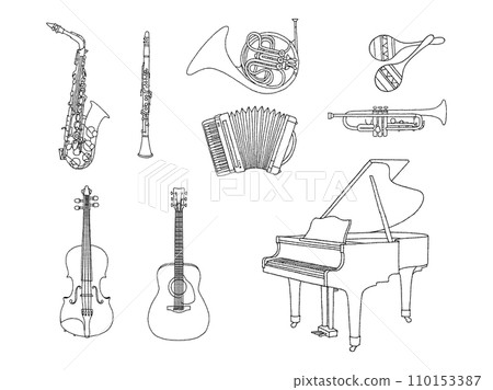 Piano, guitar, violin, marasca, trumpet, saxophone, accordion, clarinet, horn 110153387