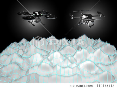 Drone analysis survey data collection image (3DCG) Drone analysis survey data collection image (3DCG) 110153512