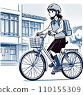 戴安全帽騎自行車的女學生 110155309