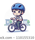 戴安全帽騎自行車的男學生 110155310
