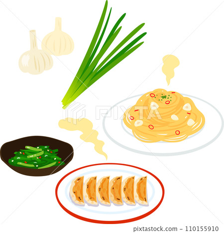 用大蒜和韭菜製成的氣味濃鬱的菜餚 110155910