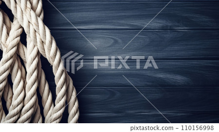Rope on Wood Background, Generative AI 110156998