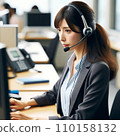 Japanese woman working at a call center 110158132
