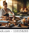Men receiving massage 110158283