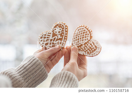 Concept of sweet hearts of lovers during the Christmas. Concept of sweet hearts of lovers during the Christmas. 110158716