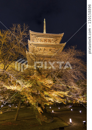 Autumn leaves season night illumination (Kyoto Toji Temple) 110158896
