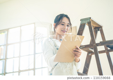 Staff inspecting in work clothes Staff inspecting in work clothes 110159088