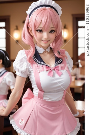 A girl cosplaying as a maid 110159968