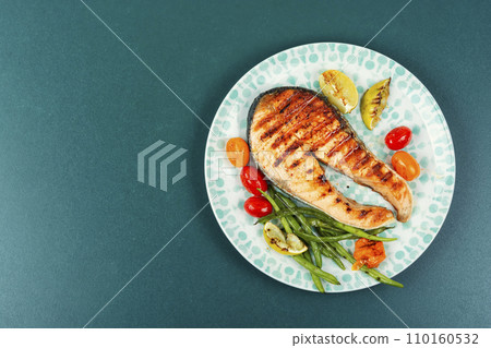Roasted salmon trout fish steak Roasted salmon trout fish steak 110160532