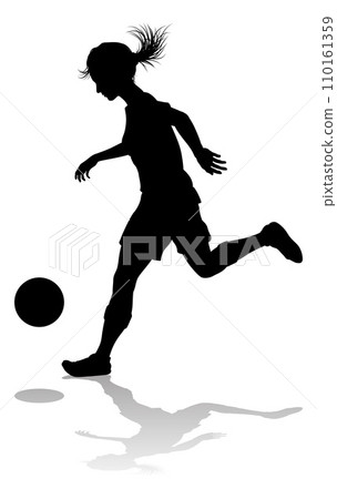 Female Soccer Football Player Woman Silhouette Female Soccer Football Player Woman Silhouette 110161359