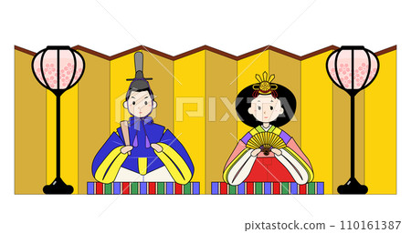 Doll's Festival - Empress and Hina dolls (with background and main lines) 110161387