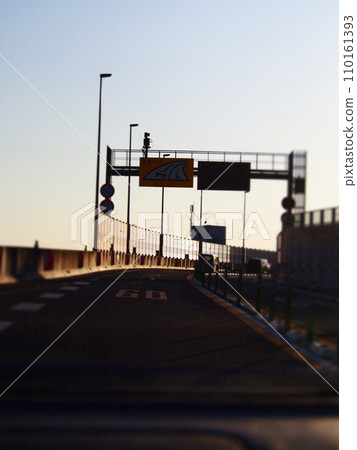 Sunset sky and highway silhouette 110161393