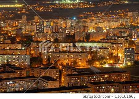 Old soviet residential district Gldani at night. Tbilisi 110161665