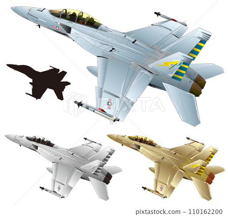 American fighter attack aircraft F/A-18F Super Hornet (color variation Vector illustration) American fighter attack aircraft F/A-18F Super Hornet (color variation Vector illustration) 110162200