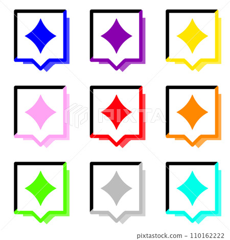 Set of 9 colorful square speech bubbles and colorful shadows with colorful glitter 1 and 2 colors 110162222