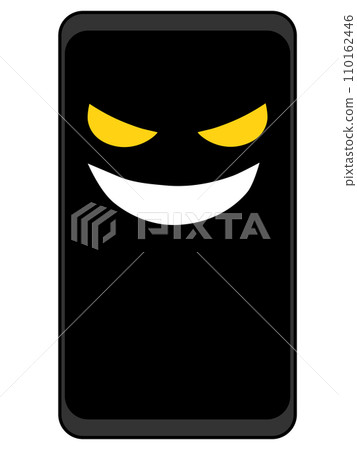 帶有可怕面孔的智慧型手機（智慧型手機霸凌的圖像、使用智慧型手機的詐欺等） 110162446