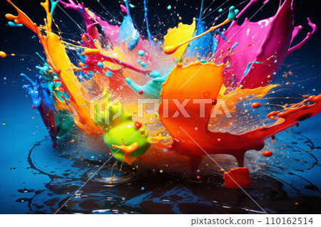 Abstract splashes of colorful paint AI image generation Abstract splashes of colorful paint AI image generation 110162514
