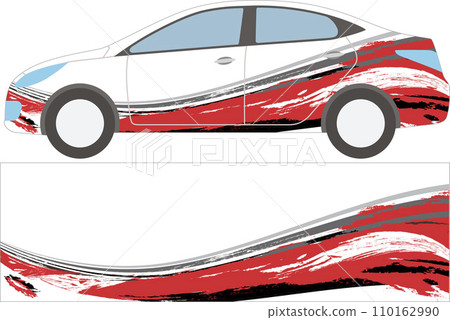 rally car with red and black speed stripes. 110162990