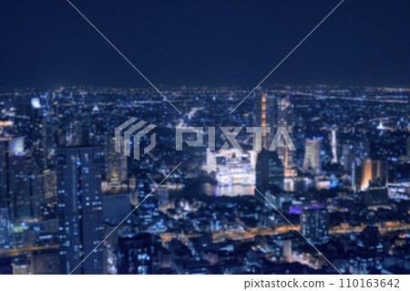 Blurred image bokeh of Bangkok cityscape, night top view in the business district in Thailand. Blurred image bokeh of Bangkok cityscape, night top view in the business district in Thailand. 110163642