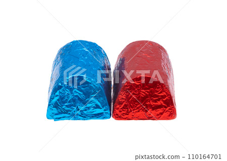 chocolate candies in foil isolated 110164701