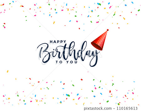 Happy Birthday cap with confetti card 110165613