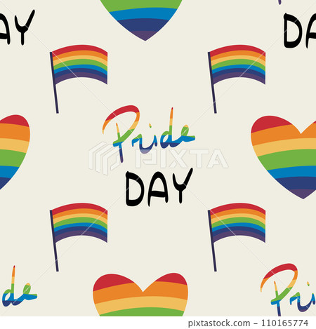 seamless pattern LGBTQ Pride Parade Set. Vector illustration of a gay pride parade. A group of people participating in the Pride parade. LGBT community 110165774