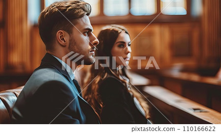 AI-generated content. A Man and a Woman Divorce in Court 110166622