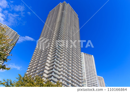 東京江東區東雲的城市景觀，塔樓公寓排列 110166864