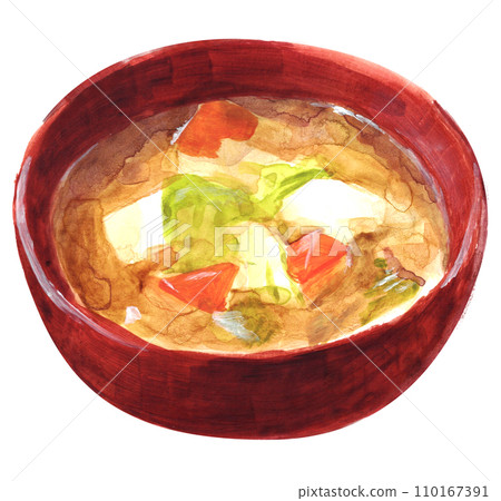 味噌湯 2 水彩（丙烯）插圖 110167391