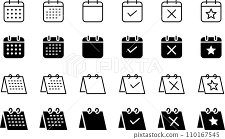 Monochrome simple calendar icon set Monochrome simple calendar icon set 110167545