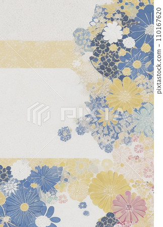 Japanese style background material drawn on Japanese paper 110167620