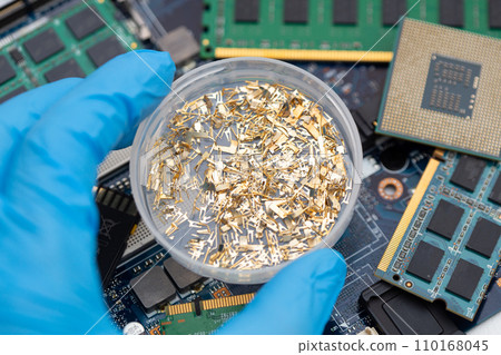 Image of collecting and recycling precious metals from discarded electronic equipment 110168045
