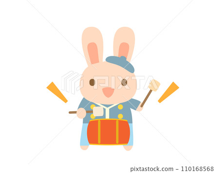 Rabbit playing the drum 110168568