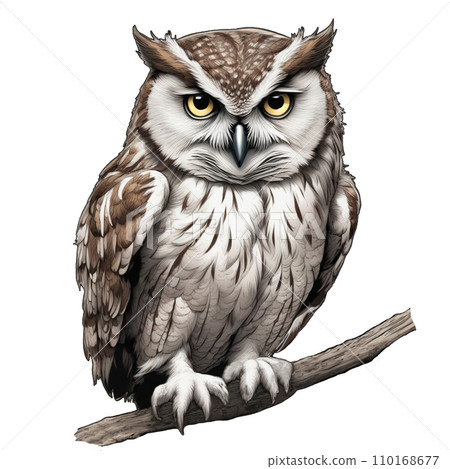 Realistic owl illustration. 110168677