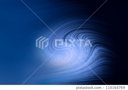 A detailed line drawing style image art texture in which large waves winding around tubes appear pale and white in the deep blue darkness. 110168769