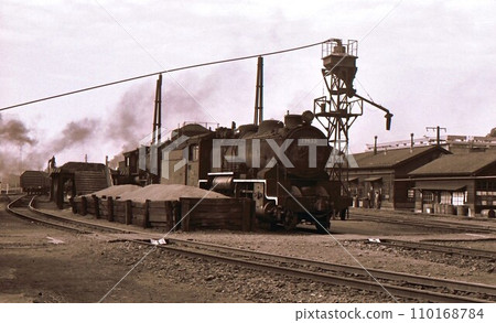 1962 Sakamachi Engine Depot Yonezaka Line steam locomotive 9600 documentary photo 110168784