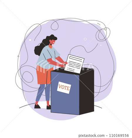 man and woman voting in box elections concept, voting  110169556