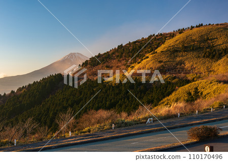 Mt. Fuji visible beyond the Hakone skyline Mt. Fuji visible beyond the Hakone skyline 110170496