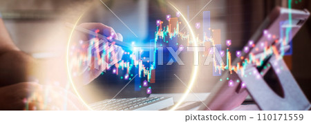 market investment trading. Financial chart with up trend line graph. Wealth management with risk diversification concept. market investment trading. Financial chart with up trend line graph. Wealth management with risk diversification concept. 110171559