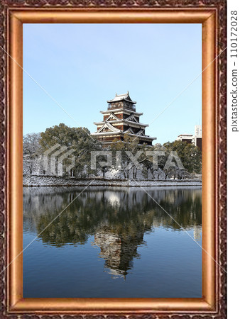 Hiroshima castle snow scene Hiroshima castle snow scene 110172028