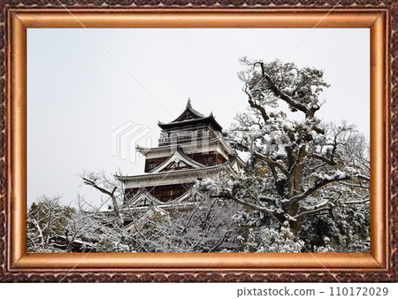 Hiroshima castle snow scene Hiroshima castle snow scene 110172029