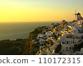 White streets of Santorini, Greece at sunset 110172315