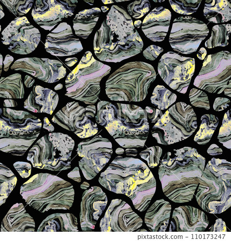 Modern seamless pattern with the texture of the layered Onyx mineral stone in watercolor imitation 110173247