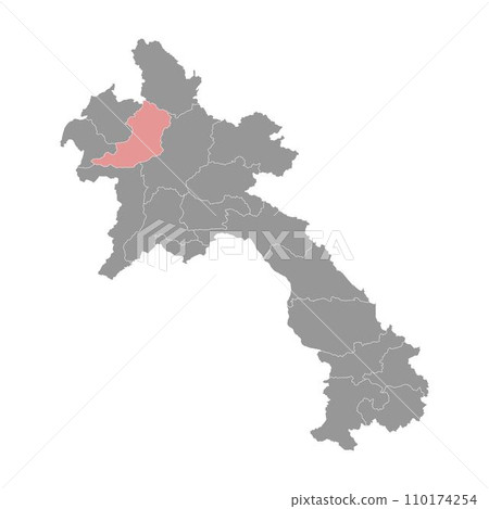 Oudomxay province map, administrative division of Lao Peoples Democratic Republic. Vector illustration. Oudomxay province map, administrative division of Lao Peoples Democratic Republic. Vector illustration. 110174254