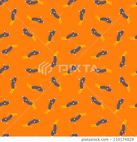 Winter sports seamless pattern. Skiers on the slope. 110174829