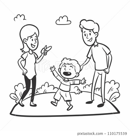 Mom and dad playing with little son vector design Mom and dad playing with little son vector design 110175539
