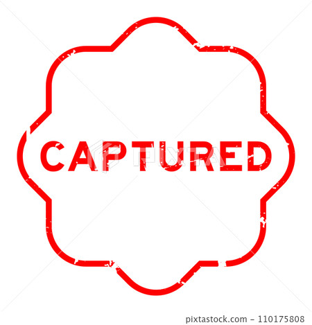 Grunge red captured word rubber seal stamp on white background 110175808