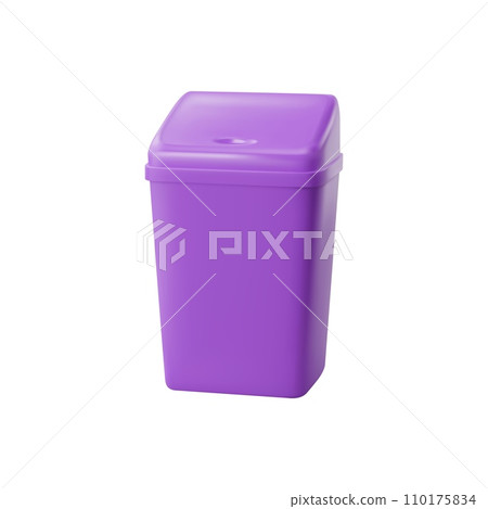 Realistic bucket, plastic container and bin. Isolated 3d vector durable trash can with a secure lid for efficient waste management, essential disposal tool offering clean and odor-free solutions 110175834